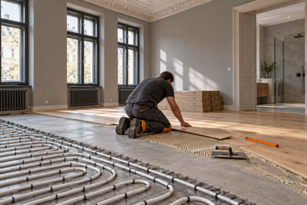 Parkettverlegung über Fußbodenheizung im Wiener Altbau